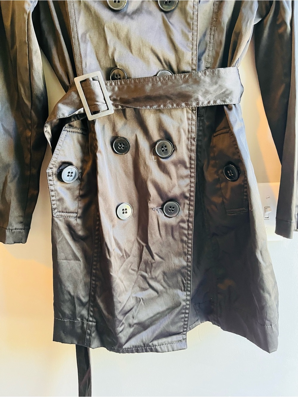 Noblita Classic Double-Breasted Black Trench Coat with Belt XS - Picture 4 of 10